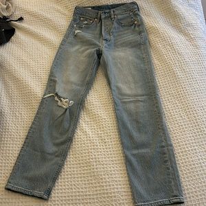 Gap light wash cheeky straight high rise jeans